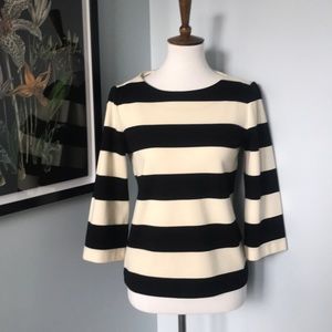 Forever 21 Black and Cream Striped Top
